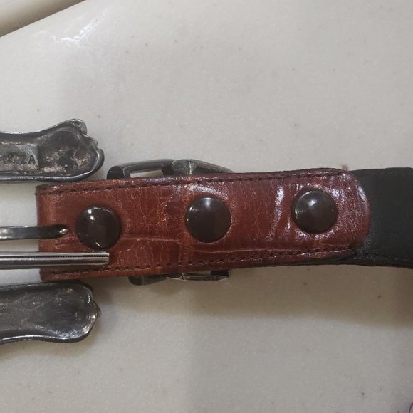 Vintage Vicenza Sport Brown Calfskin Alligator Print Belt Size 26\